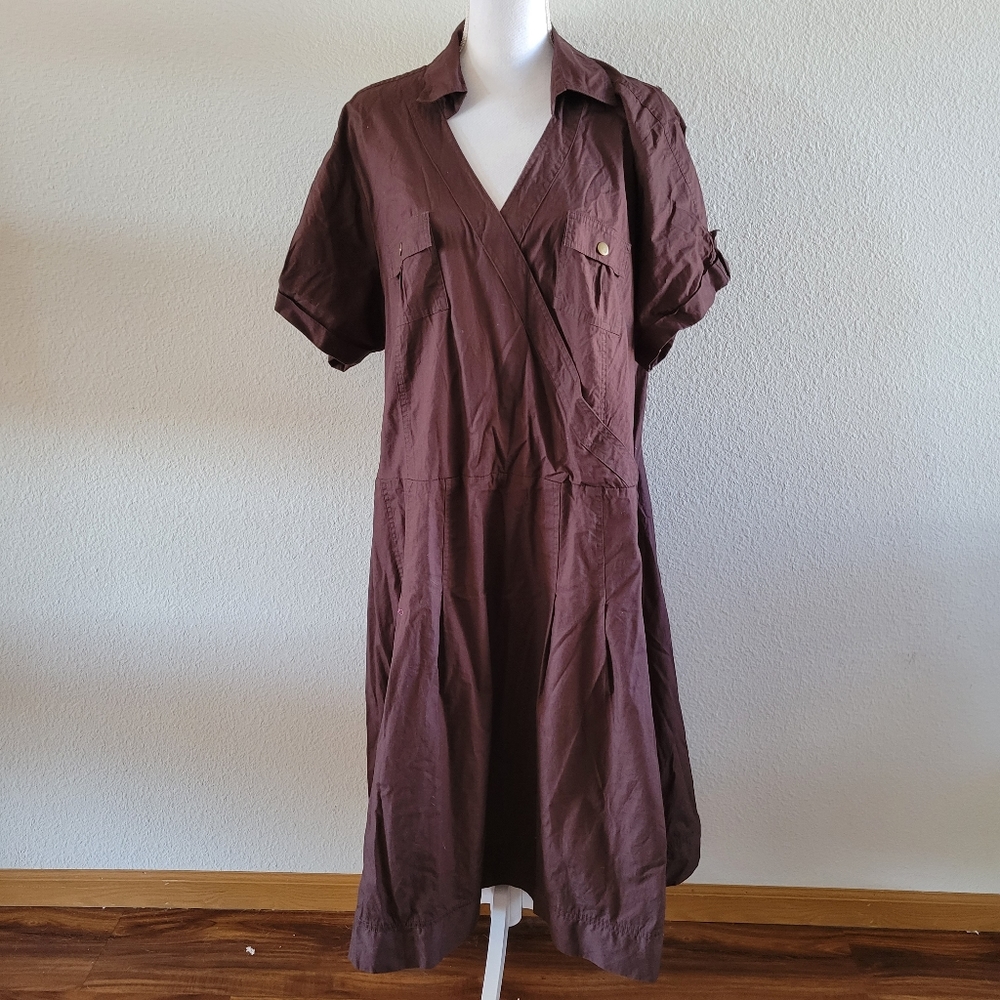 Ashley Stewart Short Sleeve Faux Wrap Dress